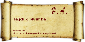 Hajduk Avarka névjegykártya